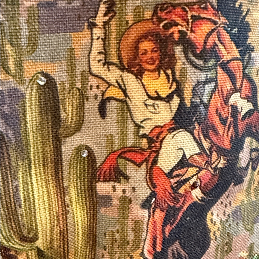 Upcycled Denim Jacket with Western Patch - image 3